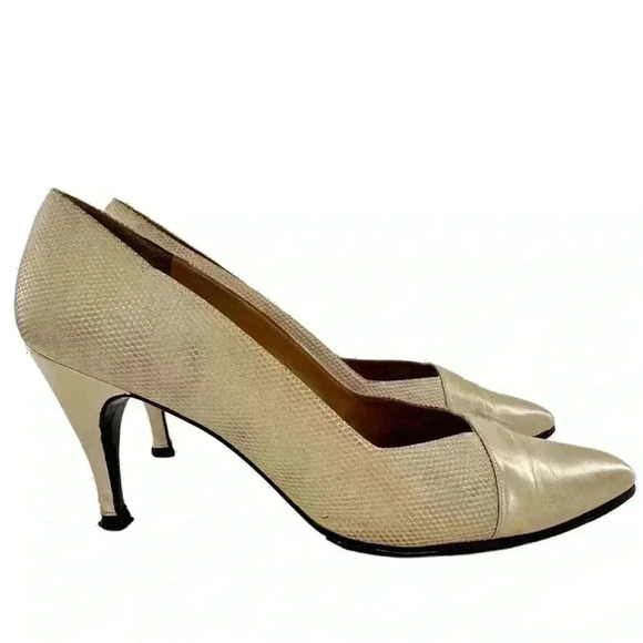 Stuart Weitzman heels size 10 C old leather pointy toe stilettos vintage 80s 90s - Picture 1 of 13